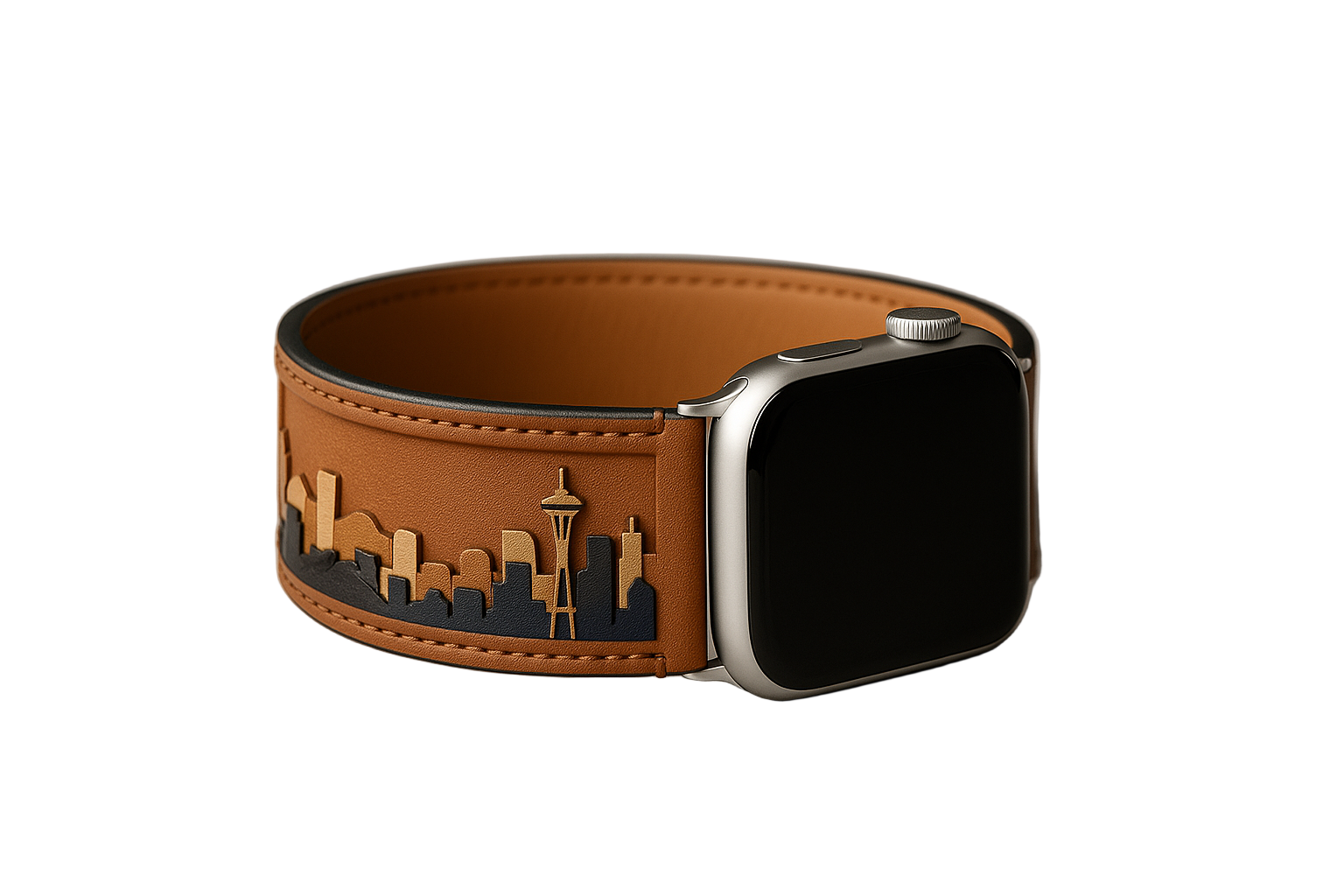 City in Hand™ — Layered Leather Skyline Apple Watch Band