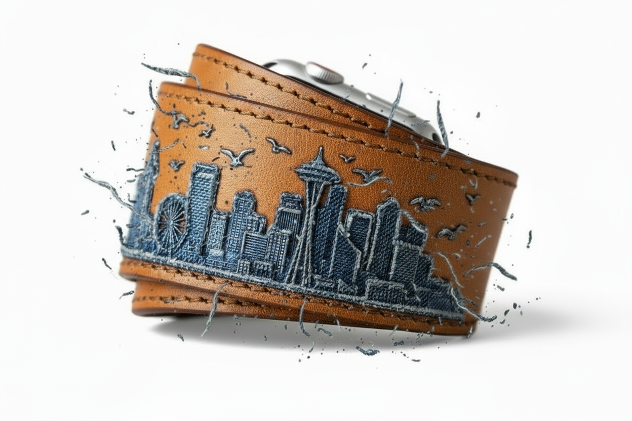 City in Hand™ — Layered Leather Skyline Apple Watch Band